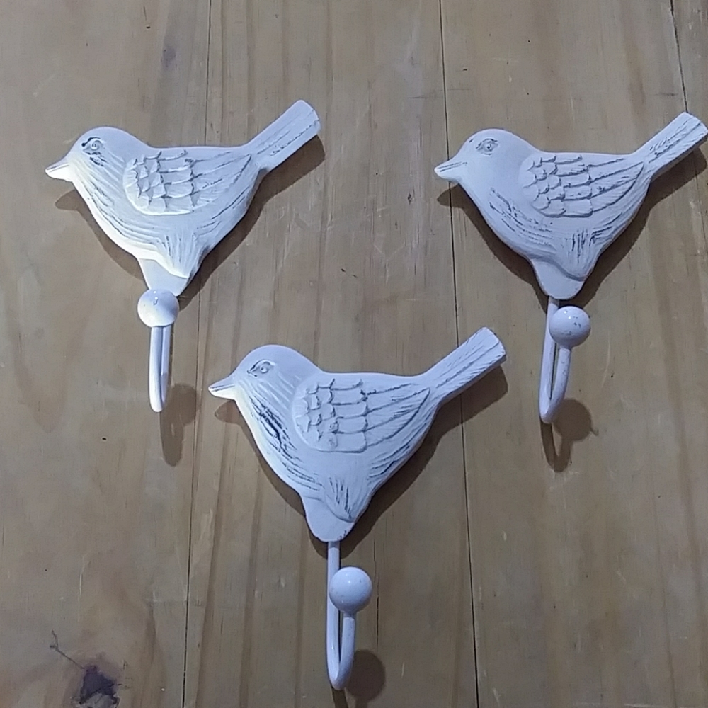 Shabby Chic Bird Coat Hooks - Set Of 3